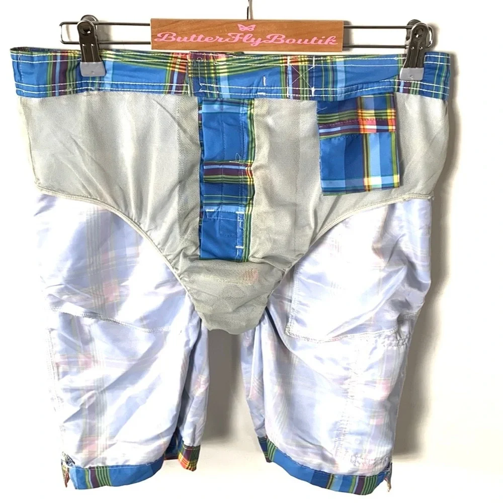 Mens Chaps Adriatic Plaid Swimming Shorts‎ Trunks, Size M